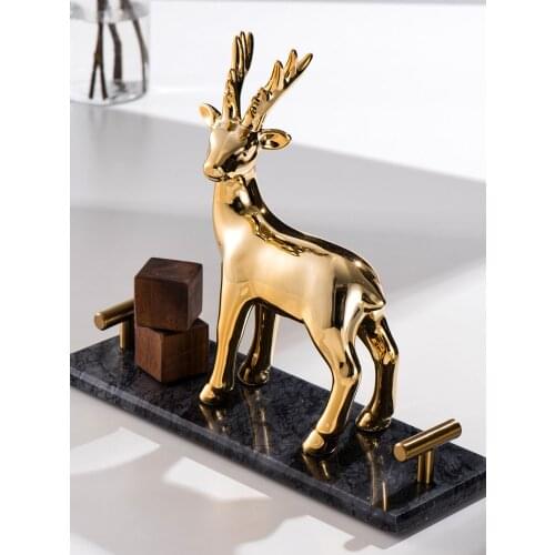 Nordic Home And Office Decoration Gold Deer Figurine Living Room Porch TV Cabinet Desktop Decoration For Entrance Door Pallet