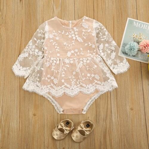 Ma&Baby 0-24M Autumn Spring Infant Newborn Baby Girls Romper Long Sleeve Lace Flower Jumpsuit Princess Baby Girl Cothes