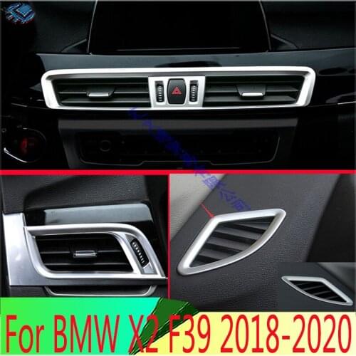 For BMW X2 F39 2018 2019 ABS Chrome Air Vent Outlet Cover Dashboard Trim Bezel Frame Molding Garnish Accent Styling