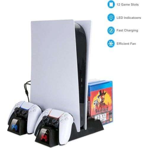 For PS5 Multi-function Charging Stand Host Cooling Rack Game Controller Charger For Play Station 5 Accessories Console Joypad