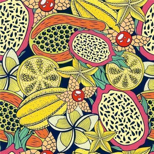 100% polyester stretch fabric dress high-end fruit platter printed fabric diy clothing shirt bedding patchwork EE2