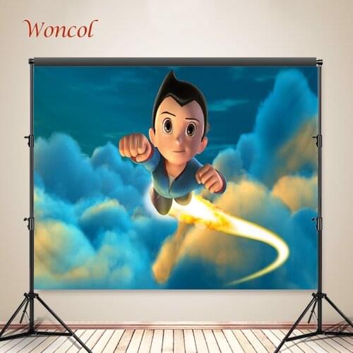 Woncol Astro Boy Photography Backgrounds Happy Birthday Photo Backdrops Cartoon Poster Decorations Vinyl Photo Studio