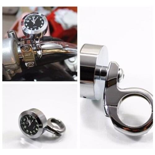 Motorcycle Chrome Waterproof Black Dial Handlebar Mount Clock For Honda Suzuki Yamaha Kawasaki