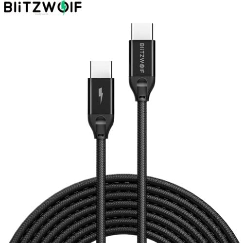 BlitzWolf BW-HDC3 USB C to USB Type C Cable 100W PD Quick Charging USBC PD Fast Charger Cord 10Gbp 4K@60Hz Video Sync Data Cable