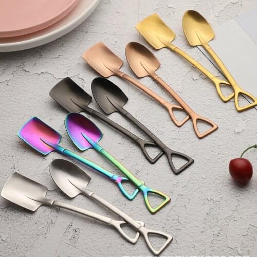 Stainless Steel Coffee Spoon Long Handle Tea Spoons Kitchen Hot Drinking Afternoon Tea Dessert Scoop 15.4*3.3cm Drop Shipping