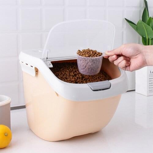 Large Capacity Storage Fresh Box Food Container Dog Bucket Lastic Pet Dog Feeder Storage Food