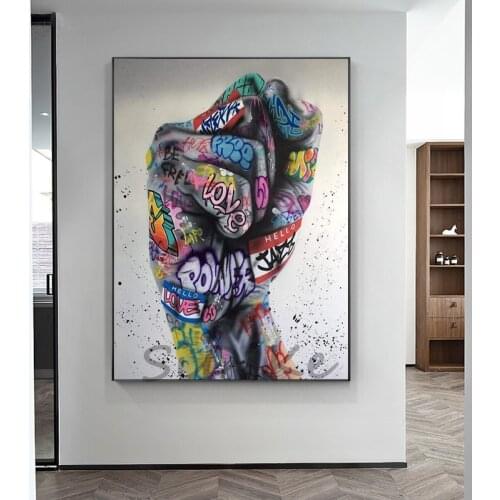 Fist Inspirational Graffiti Art Painting on Canvas Posters and Prints Wall Art Picture for Living Room Office Cuadros Decor