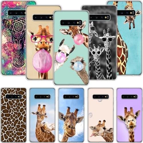 Cute Cartoon Giraffe Animal Phone Case For Samsung Galaxy S10 S20 S21 S9 S8 S7 Note 10 20 9 8 FE J4 J6 Ultra Plus Lite Pro + Edg