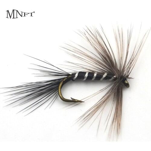 MNFT 10PCS 10# Black Zebra Mosquito Fly Trout Fishing Dry Flies Fly Fishing Bait Lures