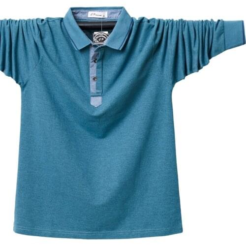 Plus Size 5XL 6XL Mens Long Sleeve Polo Shirts 2021 Spring Autumn Men Casual Fat Loose Solid Color Cotton Polo Shirts