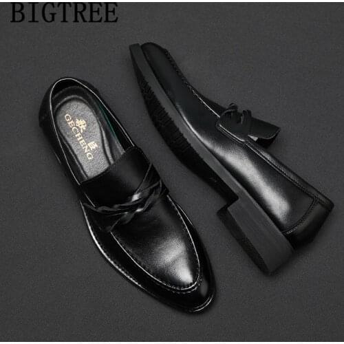 Men Leather Shoes Classic Shoes Men Formal Evening Dresses Italian Mens Dress Shoes Loafers Coiffeur Sepatu Pria Kulit Asli Buty
