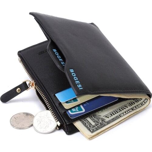 Men Wallet PU Leather Short Bifold Purses Multifunction Fashion Coin Bag Zipper Small Money Purses Clutch Money Clip Men Wallet