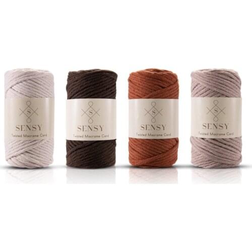 Premium Scanned Makrome Macramé Hobby Rope 4lü Set Ecru-Bitter Coffee-Tile-Milk Coffee