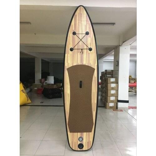 New design WOOD COLOR PVC drop stitch material DWF inflatable SUP Board Paddle board
