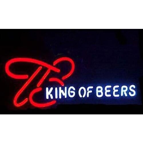Budweiser King of Beer Open Custom Handmade Real Glass Tube Bar KTV Firms Store Advertise Decoration Display Neon Sign 17"X10"