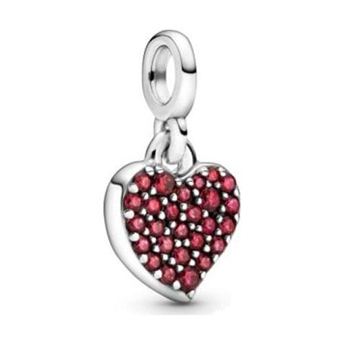 New Years Gift 2020 Winter New Fit Original Pandora Bracelet 925 Sterling Silver Beads Red Heart Dangle Charm DIY Women Jewelry