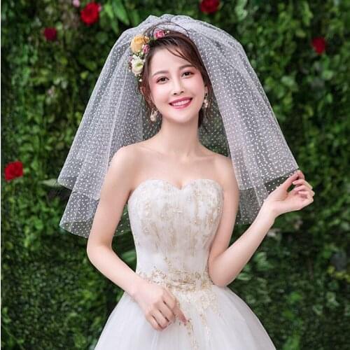 New headdress, four layer dot net plus black veil, big foam net inserted comb yarn evening dress, color beihei