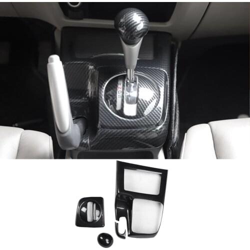 AU04 -5Pcs Carbon Fiber Central Console Gear Shift Panel Trim for Honda Civic 8Th 2006-2011