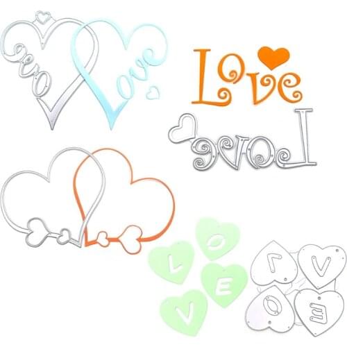 4 Pieces Cutting Dies Heart Cutting Dies Love Heart Embossing Stencils Templates for Scrapbooking,Valentines Day Craft