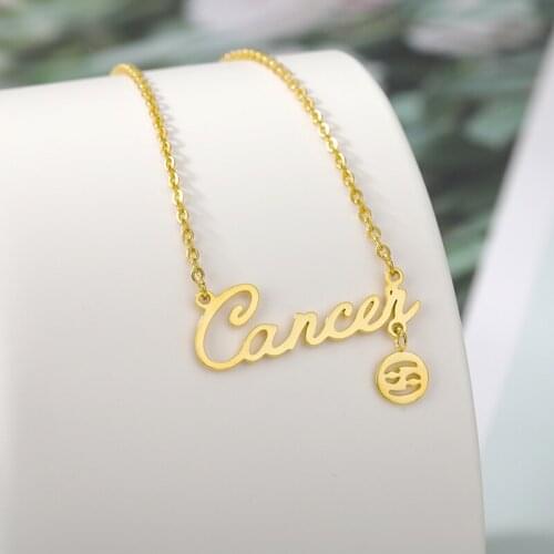 Virgo Libra Sagittarius Constellations Pendants Stainless Steel Gold Charm Jewelry Necklaces For Best Birthday Gift Feminino
