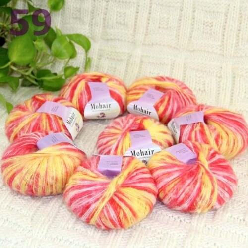 Sale New 8BallsX25g Luxury Soft Mohair Warm Wrap Shawl Hand Knit Crochet Yarn Red Yellow Multi 291-59-8