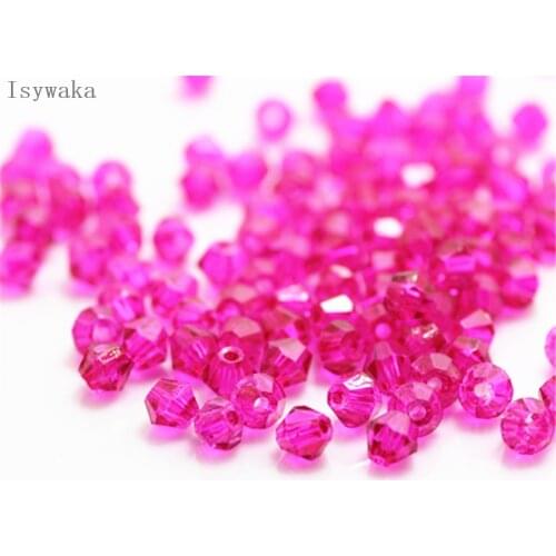 Isywaka Sale Deep Pink Color 650pcs 3mm Bicone Austria Crystal Beads Glass Beads Loose Spacer Bead for DIY Jewelry Making