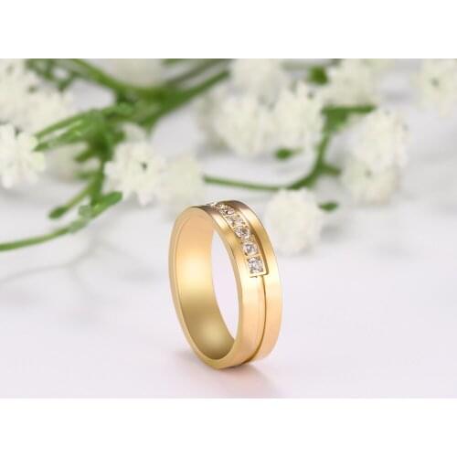Cazador Luxury Zircon Wedding Couple Ring Trendy Stainless Steel Rings for Women New Arrival Party Girl Jewelry Gift Wholesale