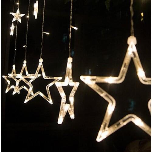 2.5M 138 led moon star fairy lights Christmas star string light garland led curtain for wedding/home/party/birthday decoration