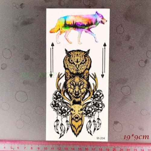 Waterproof Temporary Tattoo Sticker owl deer tiger feather fox forest arrow flower tatto sticker flash tatoo fake tattoo for men