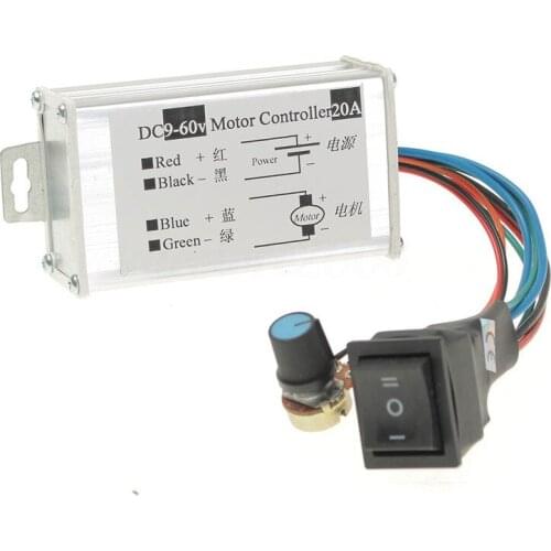 WSFS Hot DC 9V 12V 24V 48V 60V 20A Reversible Motor Speed Controller Regulator Driver PWM