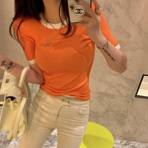Woman TShirts Special Multicolor Short-Sleeved T-shirt Womens Elastic Short-Sleeved T-shirt Crop Top Mujer Camisetas