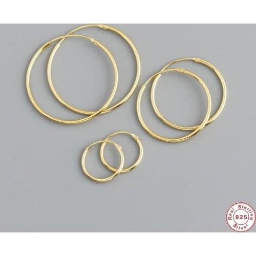 Aide 925 Sterling Silver 12/22/28mm Big Circle Hoop Earrings For Women Exaggerate Fashion Korean Style Huggie Earrings Jewelry