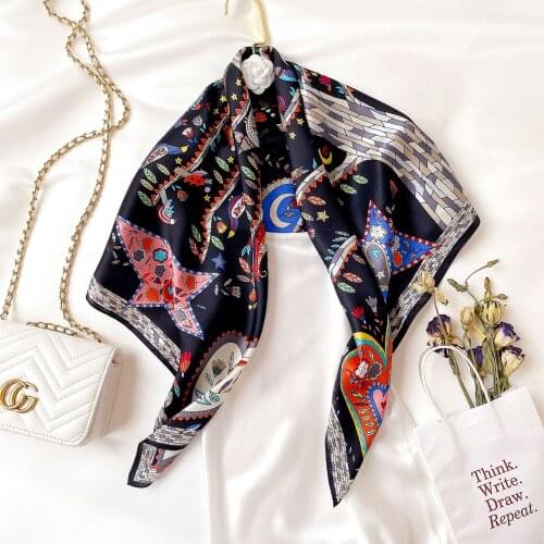 100% Pure Silk Scarf Women Neck Hair Square Neckerchief Scarves Bandana Hijab Shawls and Wraps Female Foulard Free Shipping 2021