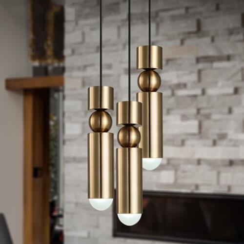 Golden Long Tube Pendant Lamp led light Nordic modern pendant lights Kitchen Dining Room Bar Counter Decoration Home Lighting