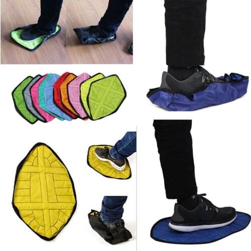 1Pair Handsfree Automatic Cover Step Sock Shoe Cover Reusable One Step Hand Free Shoe Dust Covers Durable Portable Shoe Covers