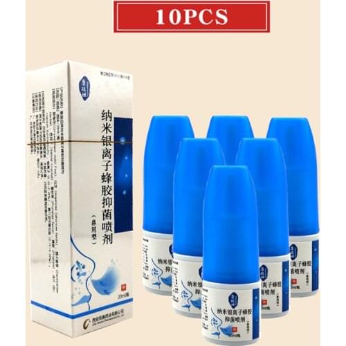 10pcs Nano Silver Ion Propolis Antibacterial Spray Nasal Cure Rhinitis Sinusitis Nose Spray Bottle Anti-snore Apparatus Health