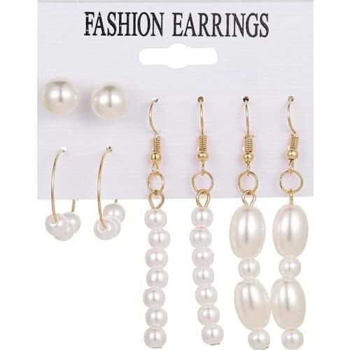 4pairs/set Simulated-pearl Earrings Set For Girls Women Wholesale Price Earring Fashion Jewelry 2020