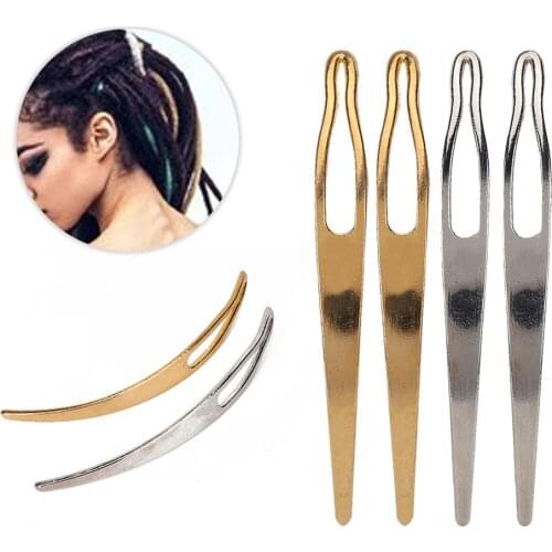 4Pcs Dreadlocks Hair Extension Crochet Hook Tools for Wig Dreadlock Braiding Hair Silver/Gold African Men Hair Styling Tools