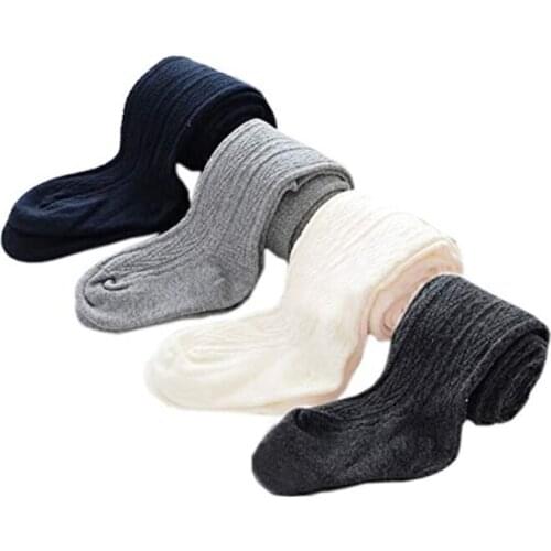 4 pieces of knit tight cotton winter pantyhose of little girls