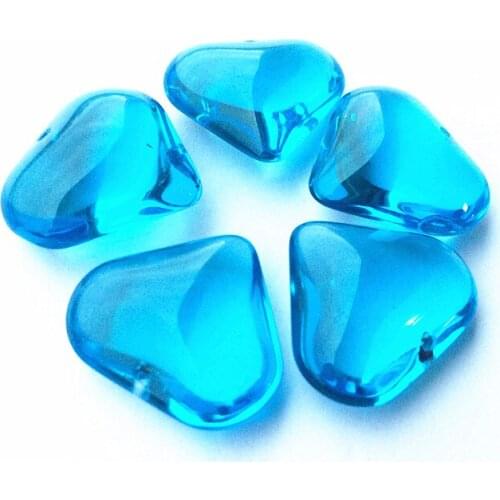 Free Shipping 50Pcs Aqua Color 22*22mm DIY Fashion Crystal glass heart shape Beads With One Holes For Wedding Strands Decoration