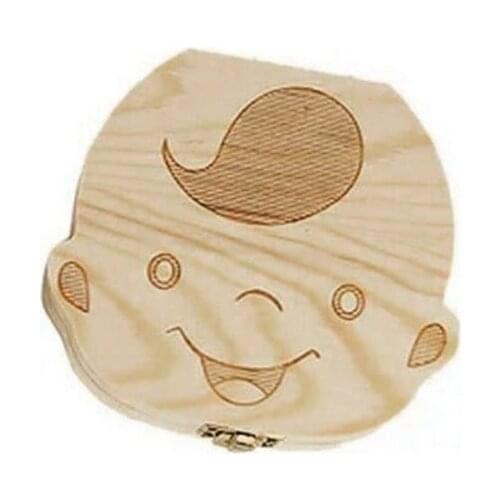 English Baby Fallen Tooth Box Wood Box FrenchText Baby Boy Girl Wood Case Save Milk Teeth Collection Organizer New Sale