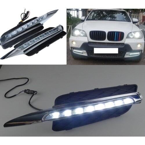 Car Flashing 2Pcs DRL For BMW X5 E70 2007 2008 2009 2010 Daytime Running Lights Daylight Car LED Fog Head Lamp Light Cover