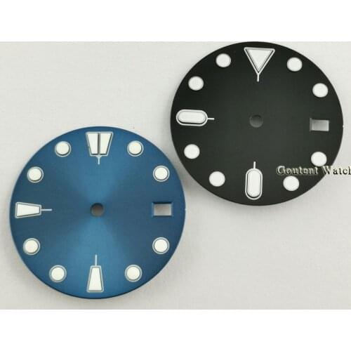 Goutent 28.5mm Sterile Watch Dial Black/Blue Dial Only Fit For NH35 NH36 Case With Crown At 4 O'clock