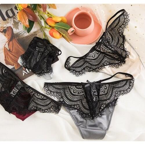 Europe Royal Lace Thong Women Underwear Sports Thongs Sexy Female Lingerie Transparent Lace Satin String Cute Womens Panties