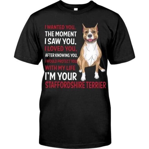CLOOCL Staffordshire Terrier Cotton T-Shirt Pet Dog Unisex Short Sleeve Tops Cool Cotton Black Man Woman Tees Drop Shipping