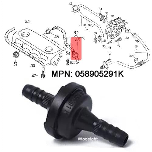 Wooeight 1Pc 058905291K Vacuum Air Pump Check Valve Fit for AUDI A3 A4 A6 S8 TT VW Passat B6 Jetta Beetle 1.8T 058 905 291 K