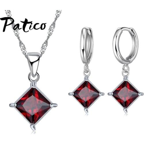Classic Bridal Jewelry Sets For Brides Bridesmaid 925 Sterling Silver Shiny Cubic Zircon CZ Crystal Earrings Necklaces