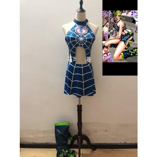 Anime JoJos Bizarre Adventure Jolyne Cujoh Kujo cosplay Costume outfit wig shoes full set halloween costumes for women men