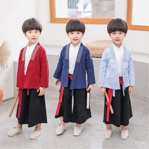 Boys Hanfu costumes childrens three-piece Chinese style improved Tang suit handsome 2020 new season new vestido chino