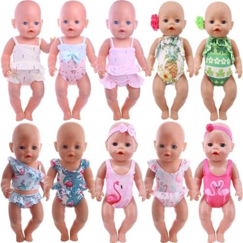 Doll Clothes Headwear + Swimsuit Accessories Fit 18 Inch American Of Girl`s & Baby Born Doll 43cm ,Toys For Girls